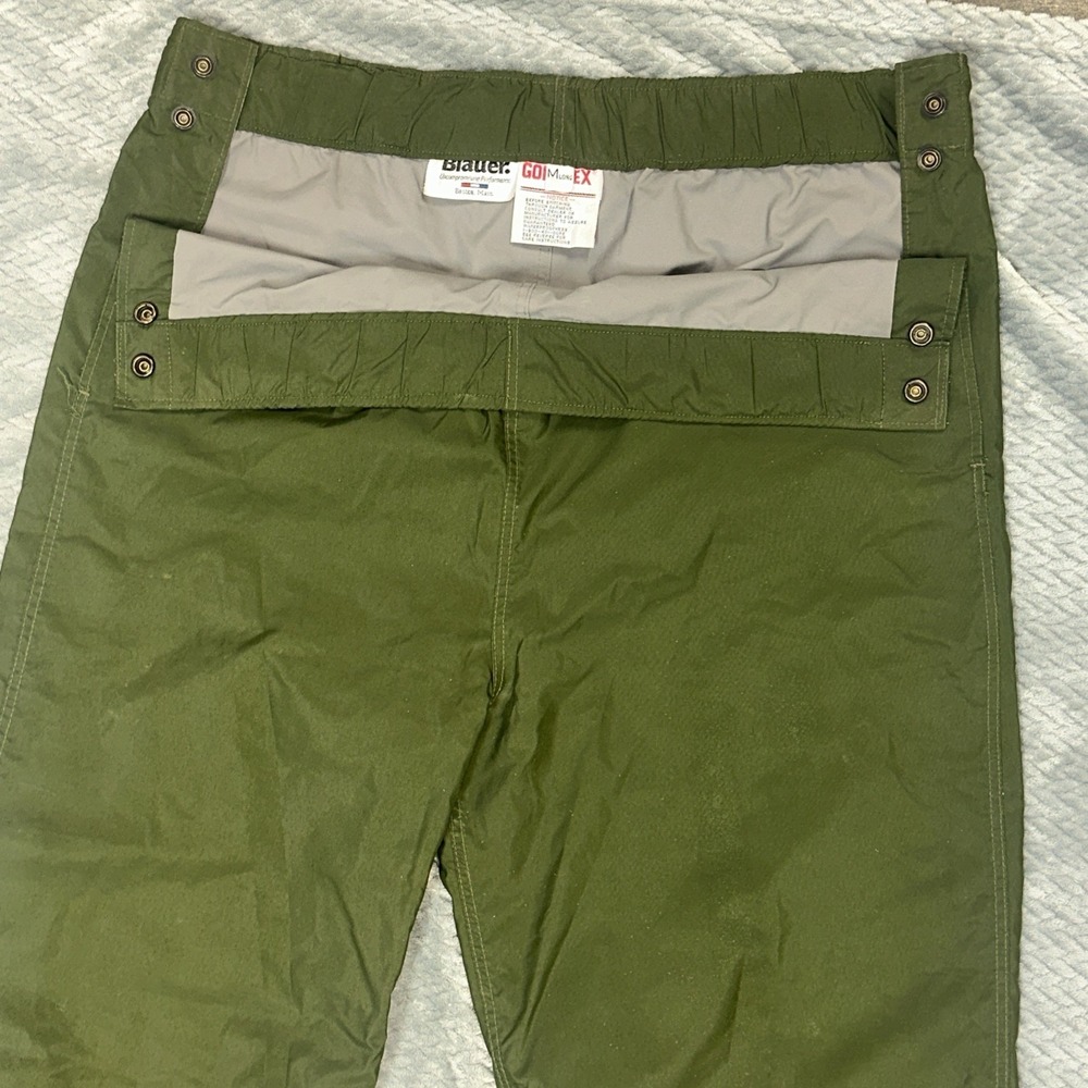 Vintage Blauer Gore Tex Rain Shell Pants Men M  Long Army Green Water Resistant - Picture 5 of 8